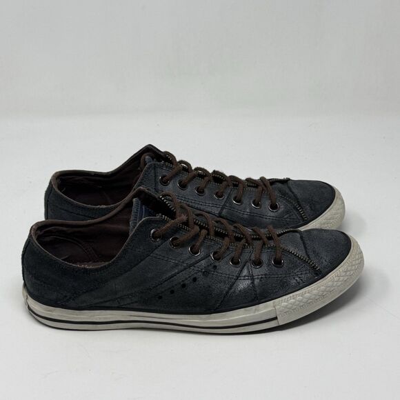 Converse All Star Low Sneakers Mens 10.5 Black Distressed Leather Open Zip Shoes - Picture 3 of 16
